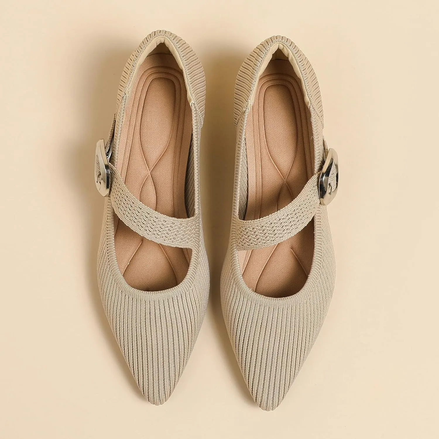 Mary Jane Heels for Women Pumps Shoes Chunky Heel Pointed Toe Low Heel Mesh Comfort Work Dress Shoes