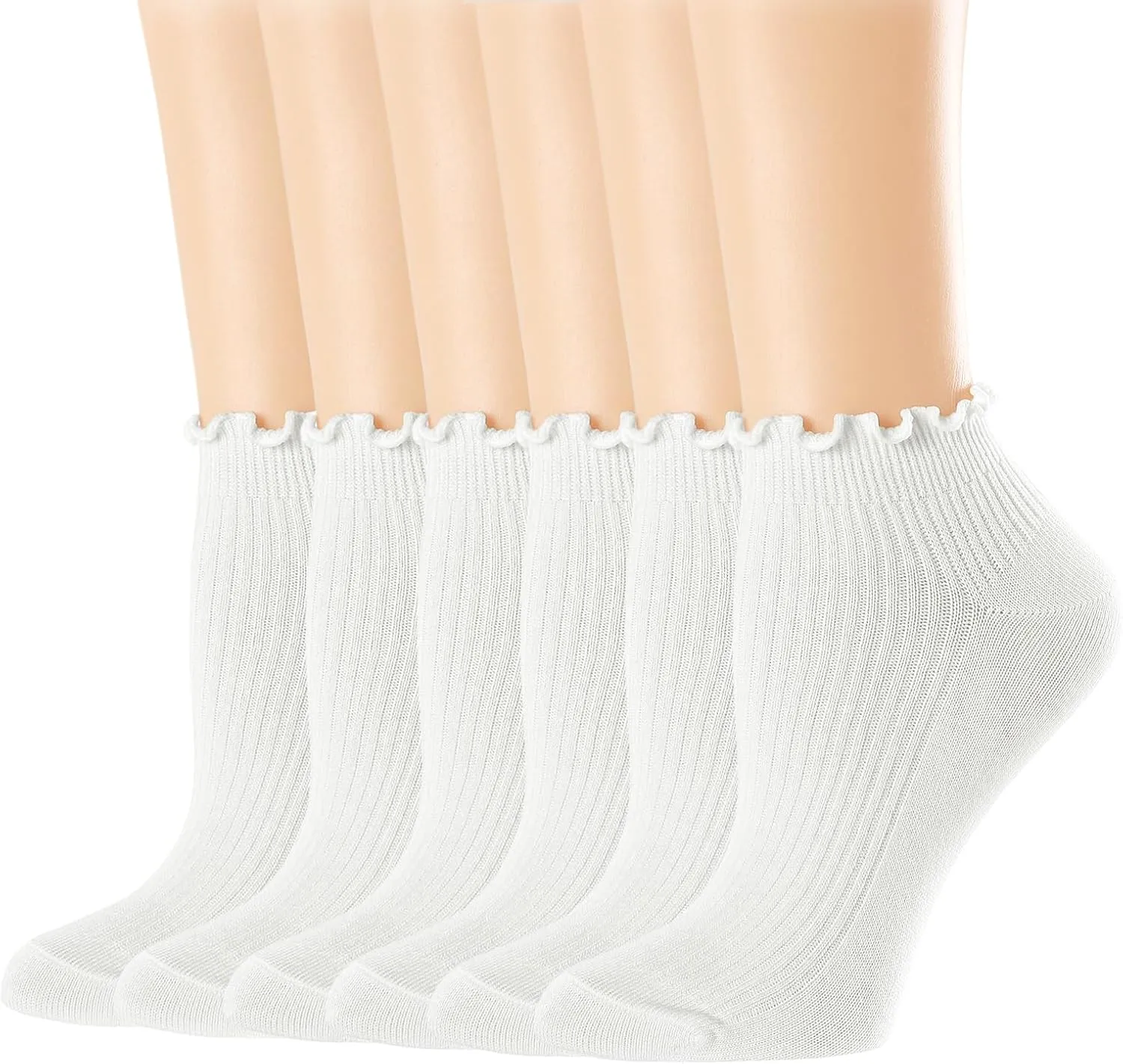 Mcool Mary Womens Ankle Ruffle Socks Casual Cotton Frilly Breathable Cute Knit Lettuce Trim No Show Socks 6 Pack