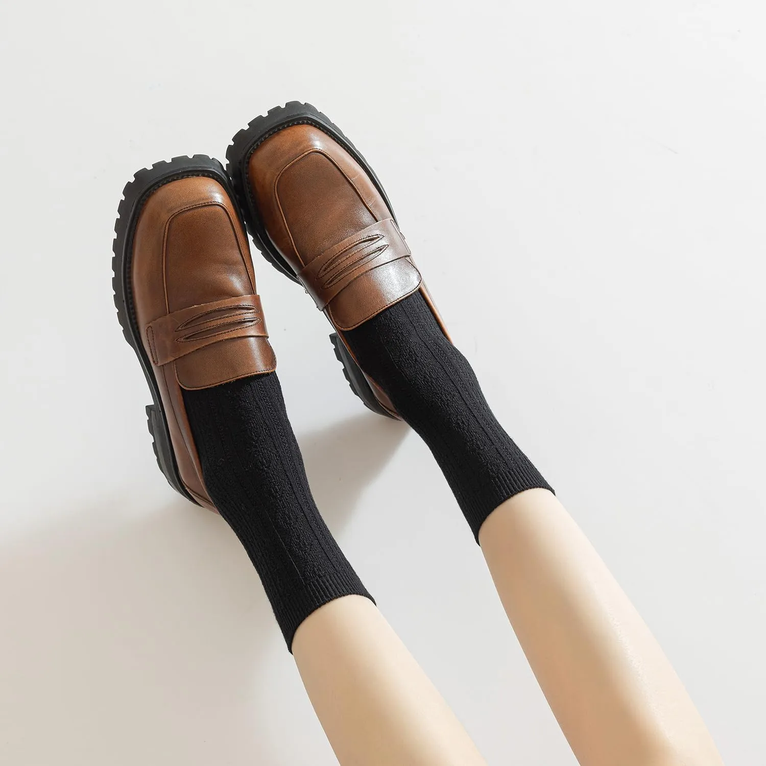 Mcool Mary Womens Crew Socks, Casual Knit Cotton Comfy Breathable Cool Dress Socks for Girls 6 Pack