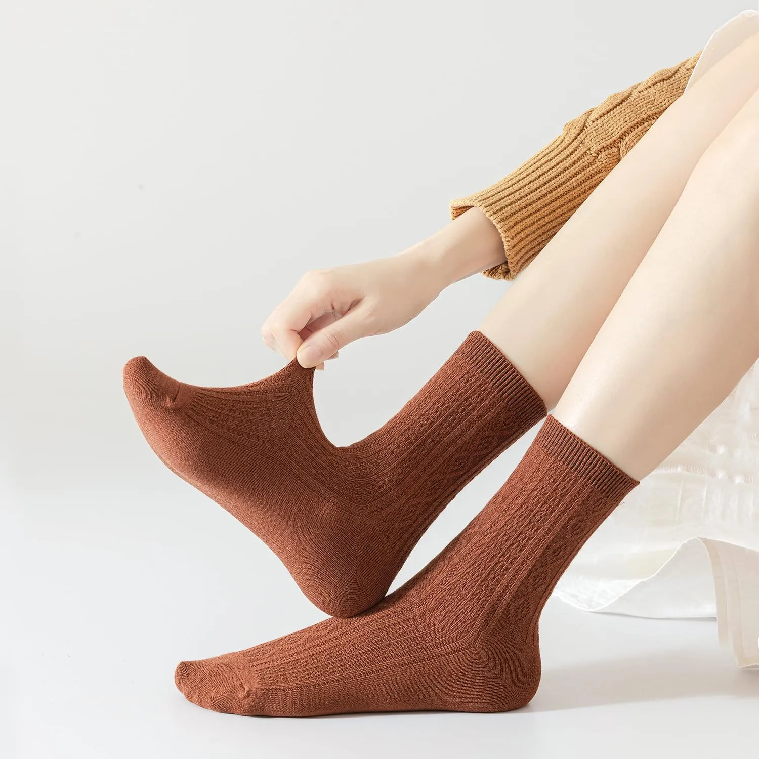 Mcool Mary Womens Crew Socks, Casual Knit Cotton Comfy Breathable Cool Dress Socks for Girls 6 Pack