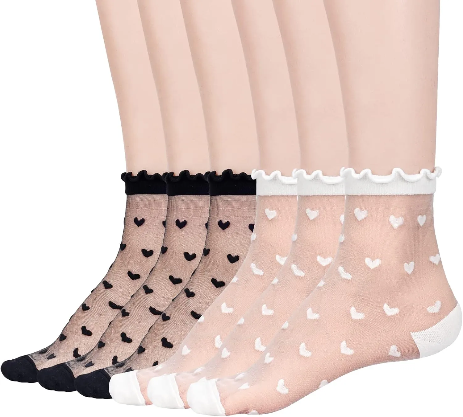 Mcool Mary Women's Ruffle Sheer Mesh Casual Lace Socks - Summer Ultra Thin Cool See Through Ankle Socks