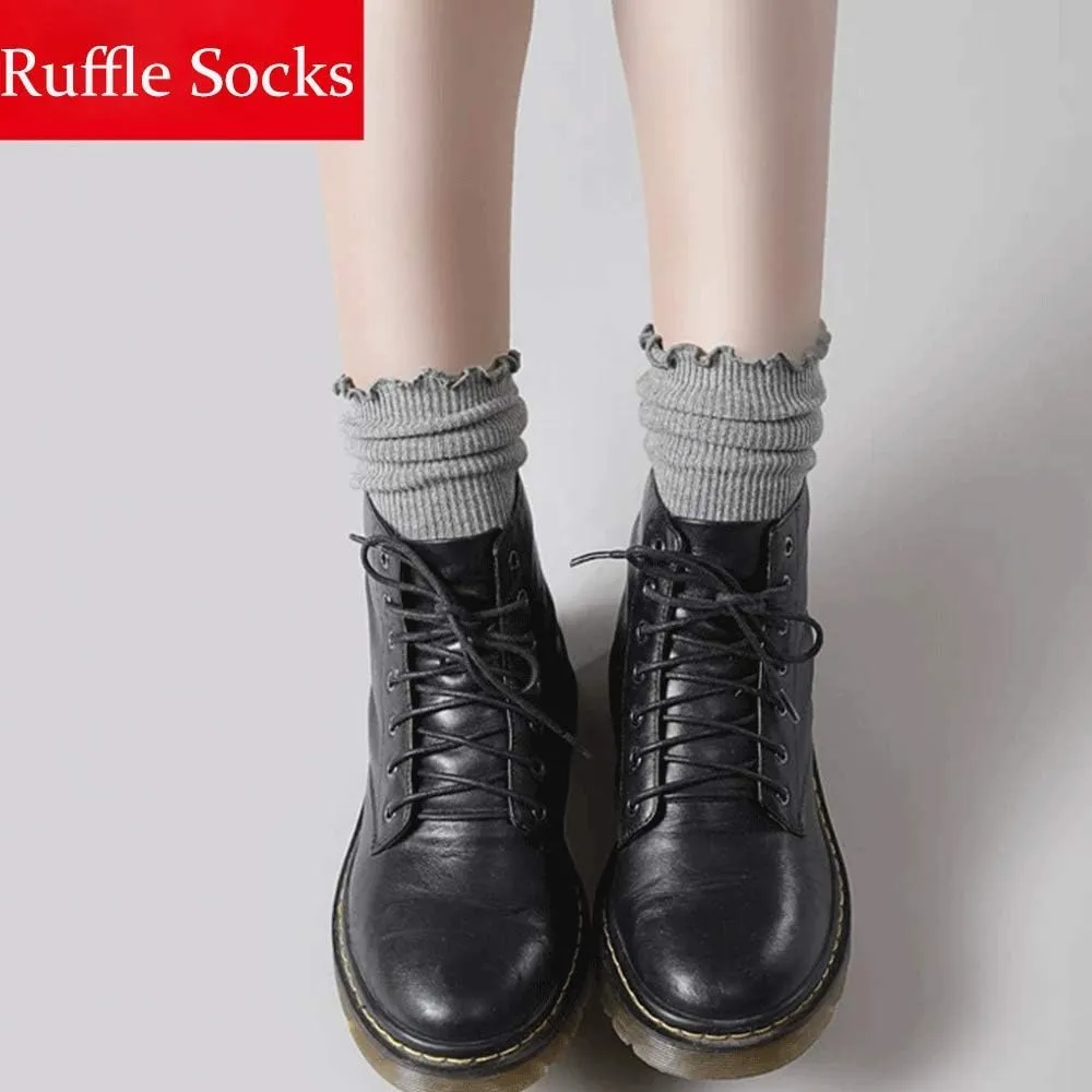 Mcool Mary Womens Socks, Ruffle Turn-Cuff Casual Crew Socks Breathable Cool Knit Cotton Lettuce Ankle Frilly Sock 6 Pack