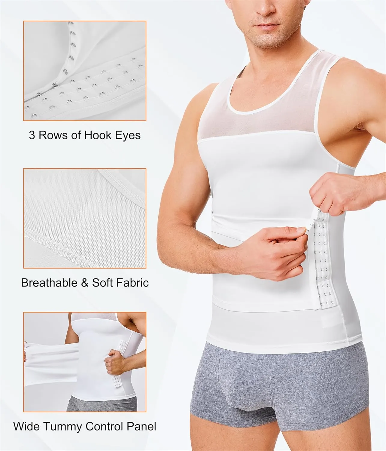 Men Body Shaper Slimming Vest Tight Tank Top Compression Shirt Tummy Control Underwear Moobs Binder