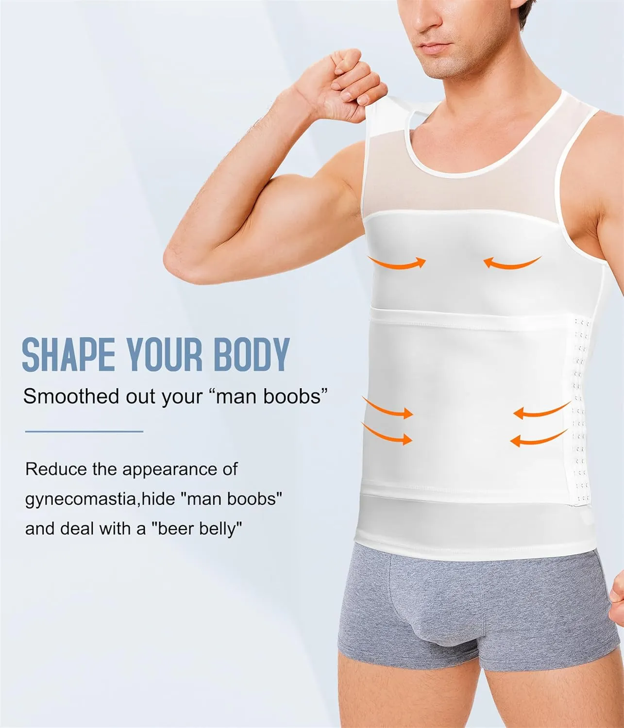 Men Body Shaper Slimming Vest Tight Tank Top Compression Shirt Tummy Control Underwear Moobs Binder