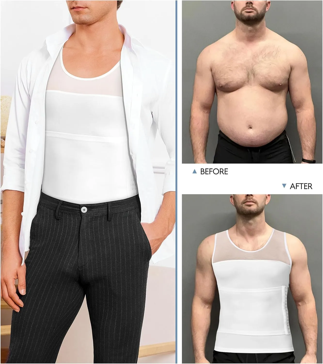 Men Body Shaper Slimming Vest Tight Tank Top Compression Shirt Tummy Control Underwear Moobs Binder