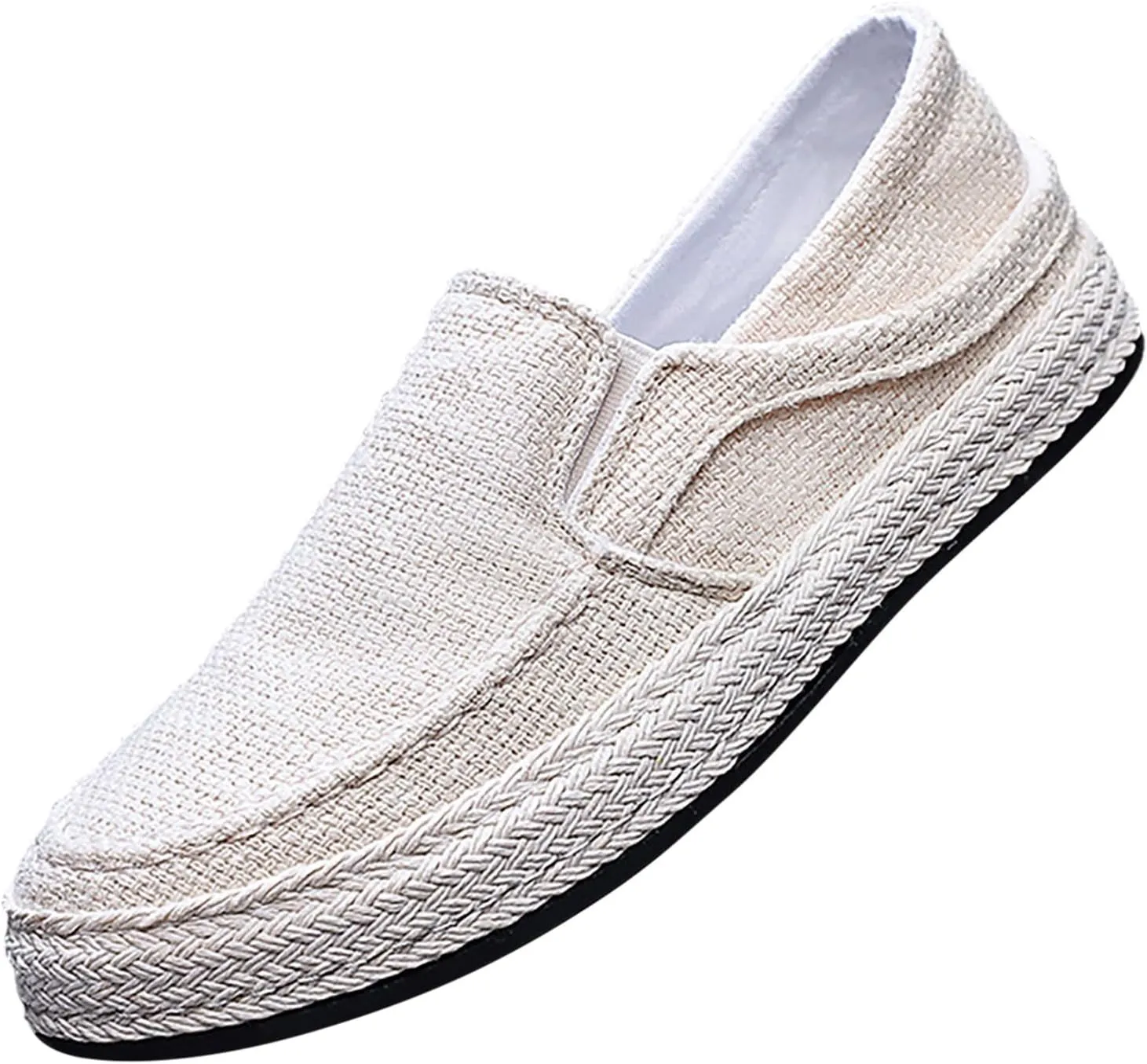 Men's Fashion Canvas Loafer Casual Cloth Shoes Canvas Slip-on Loafers Espadrille Walking Sneakers Moccasins Boat Shoes Lightweight Comfortable Walking Shoes