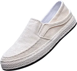 Men's Fashion Canvas Loafer Casual Cloth Shoes Canvas Slip-on Loafers Espadrille Walking Sneakers Moccasins Boat Shoes Lightweight Comfortable Walking Shoes