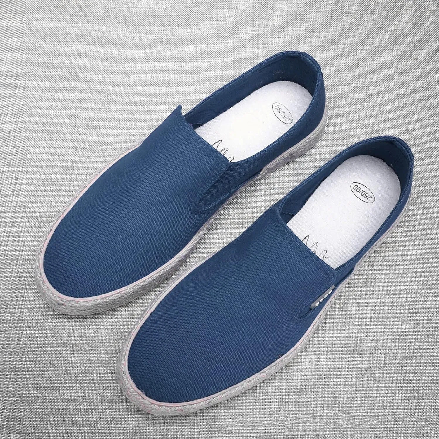 Mens Slip On Sneakers Comfortable Wide Width Espadrilles Casual Sneakers Breathable Lightweight Canvas Sport Shoes Flat Walking Shoes