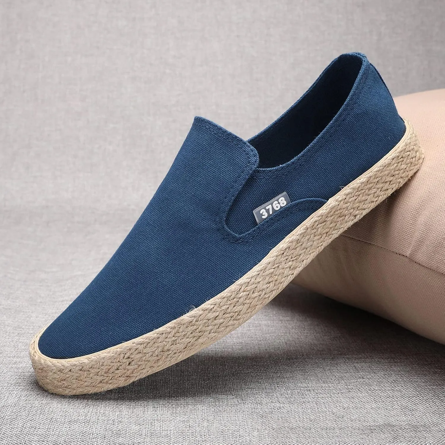 Mens Slip On Sneakers Comfortable Wide Width Espadrilles Casual Sneakers Breathable Lightweight Canvas Sport Shoes Flat Walking Shoes
