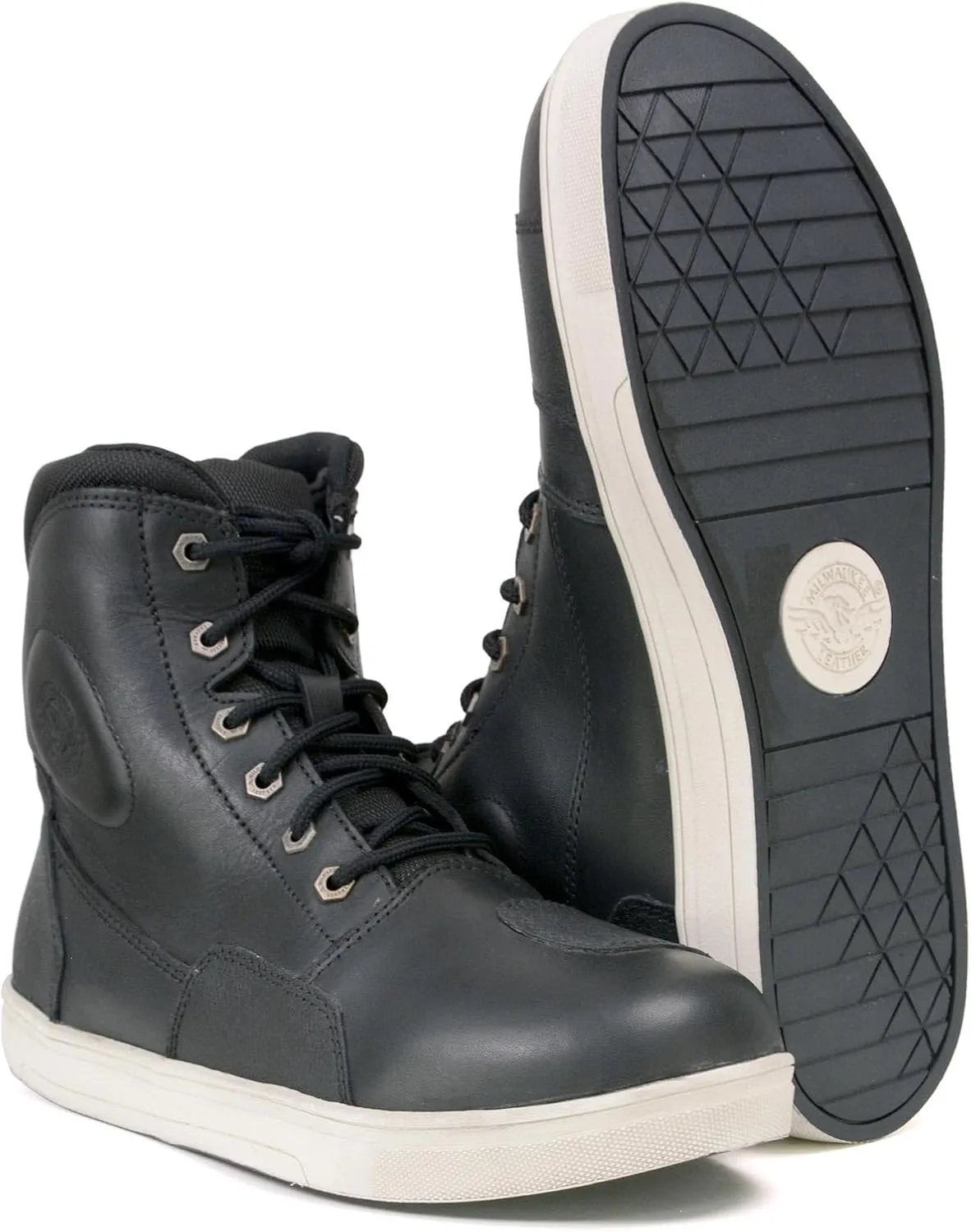 Milwaukee Leather Men's Motorcycle Reinforced Street Biker Casual Riding Shoes Leather Suede Canvas - 8