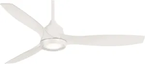 MINKA-AIRE F749L-WHF Skyhawk 60 Inch LED Ceiling Fan with Carved Wood Blades, Integrated LED Light and DC Motor in White Finish