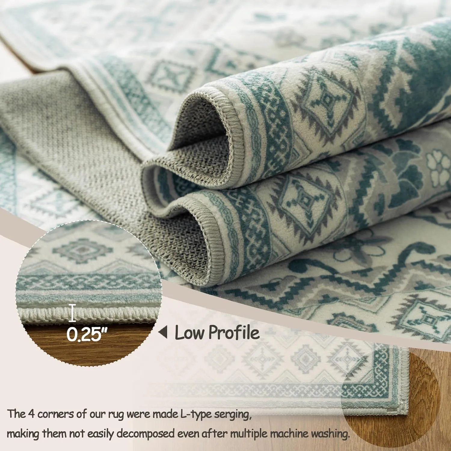 Moroccan Trellis Runner Rug - 2x6 Hallway Runner Rugs with Non-Slip Backing Low-Pile Washable 2x6 Printed Rug Runners for Hallway Kitchen Farmhouse Bathroom Laundry Room Bedroom- Teal