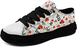 Mushroom Floral Canvas Sneakers for Women's Men's Low-Top Trendy Lace-Up Walking Casual Shoes Spring Summer Footwear