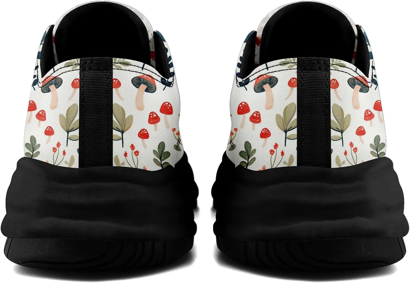 Mushroom Floral Canvas Sneakers for Women's Men's Low-Top Trendy Lace-Up Walking Casual Shoes Spring Summer Footwear