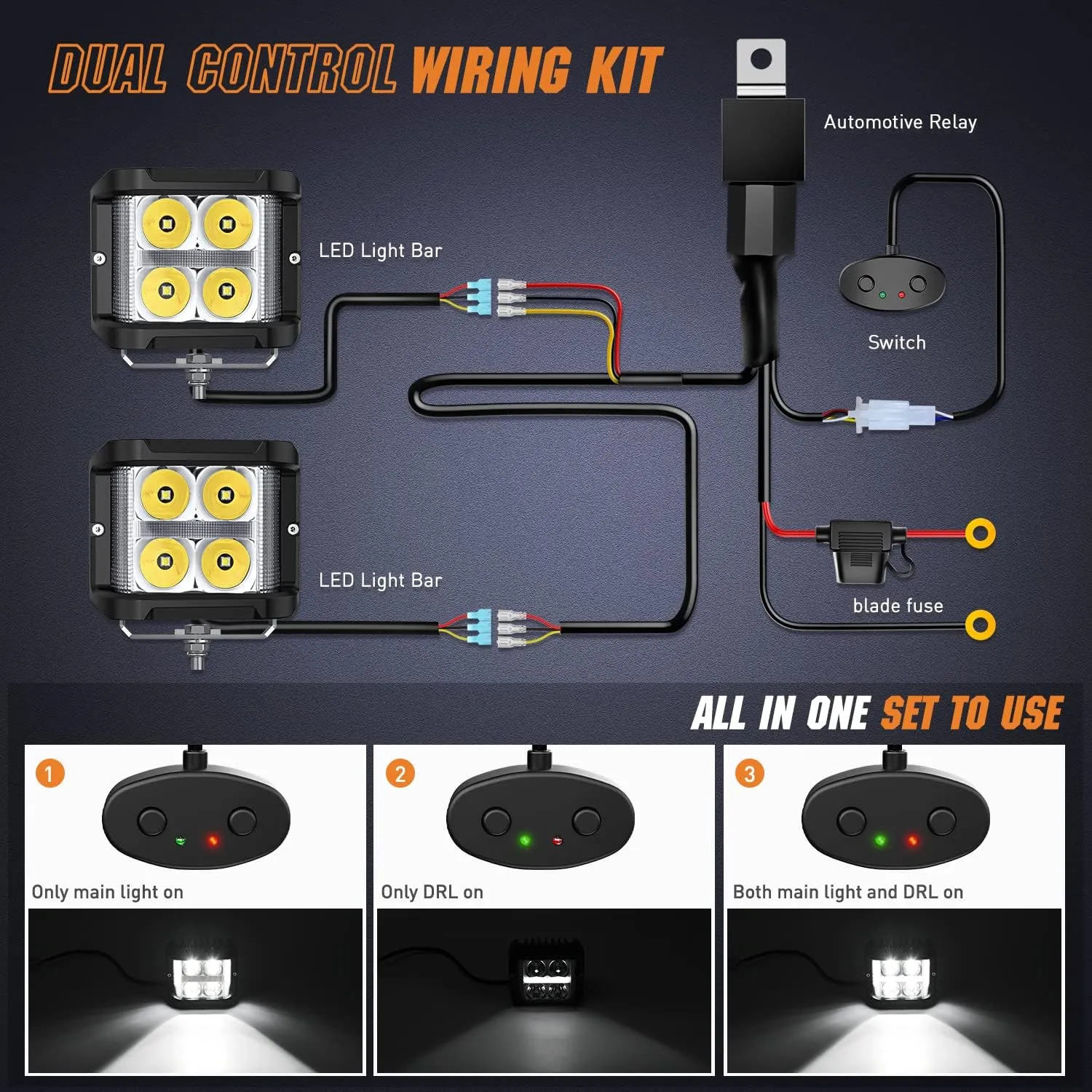 Nilight Side Shooter LED Light Pods with DRL, 4 Inch 26W Spot Flood Combo LED Cubes Light w/ 16AWG Wiring Kit for Fog Light Driving Light Auxiliary Light on Truck ATV UTV