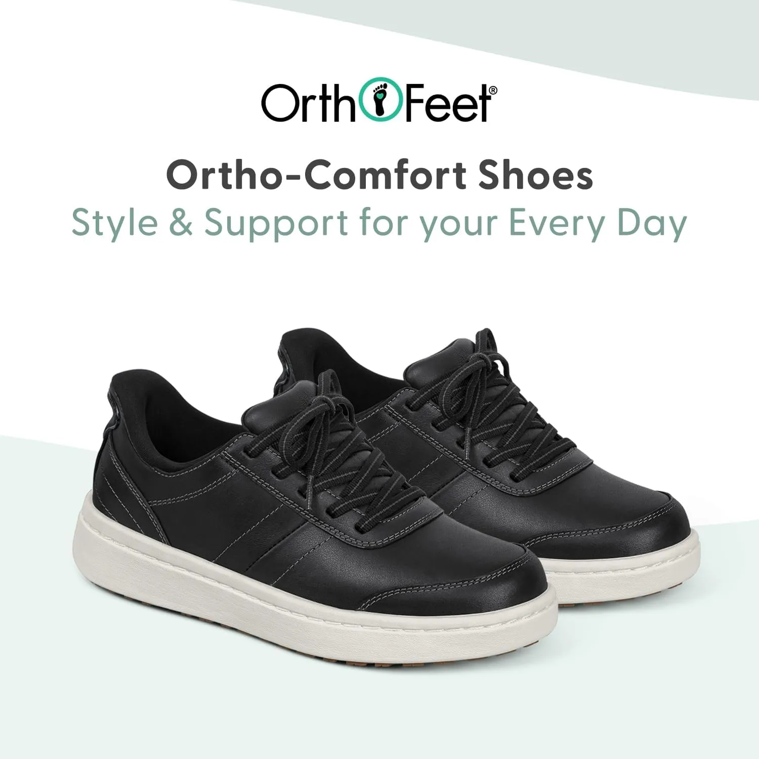 Orthofeet Women's Orthopedic Leather Wander Hands-Free Sneakers