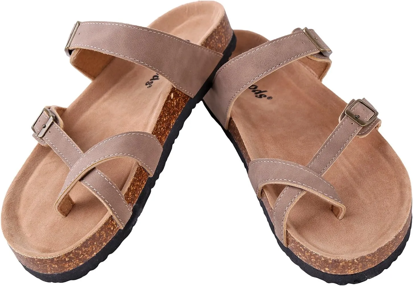 Outwoods Women's Bork-30 Vegan Leather Slide On Toe Loop Sandals