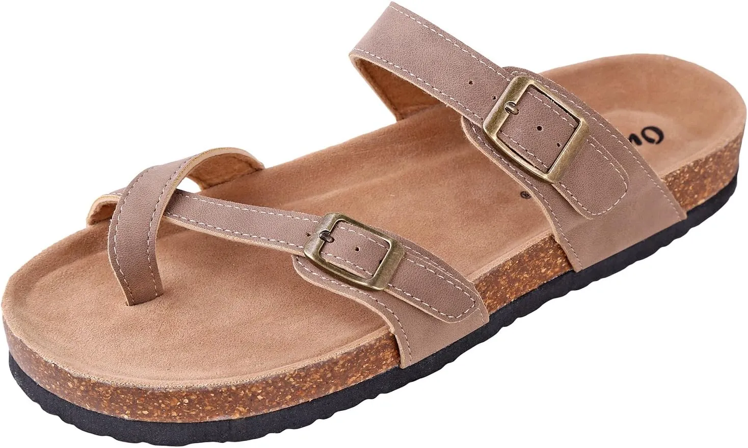 Outwoods Women's Bork-30 Vegan Leather Slide On Toe Loop Sandals