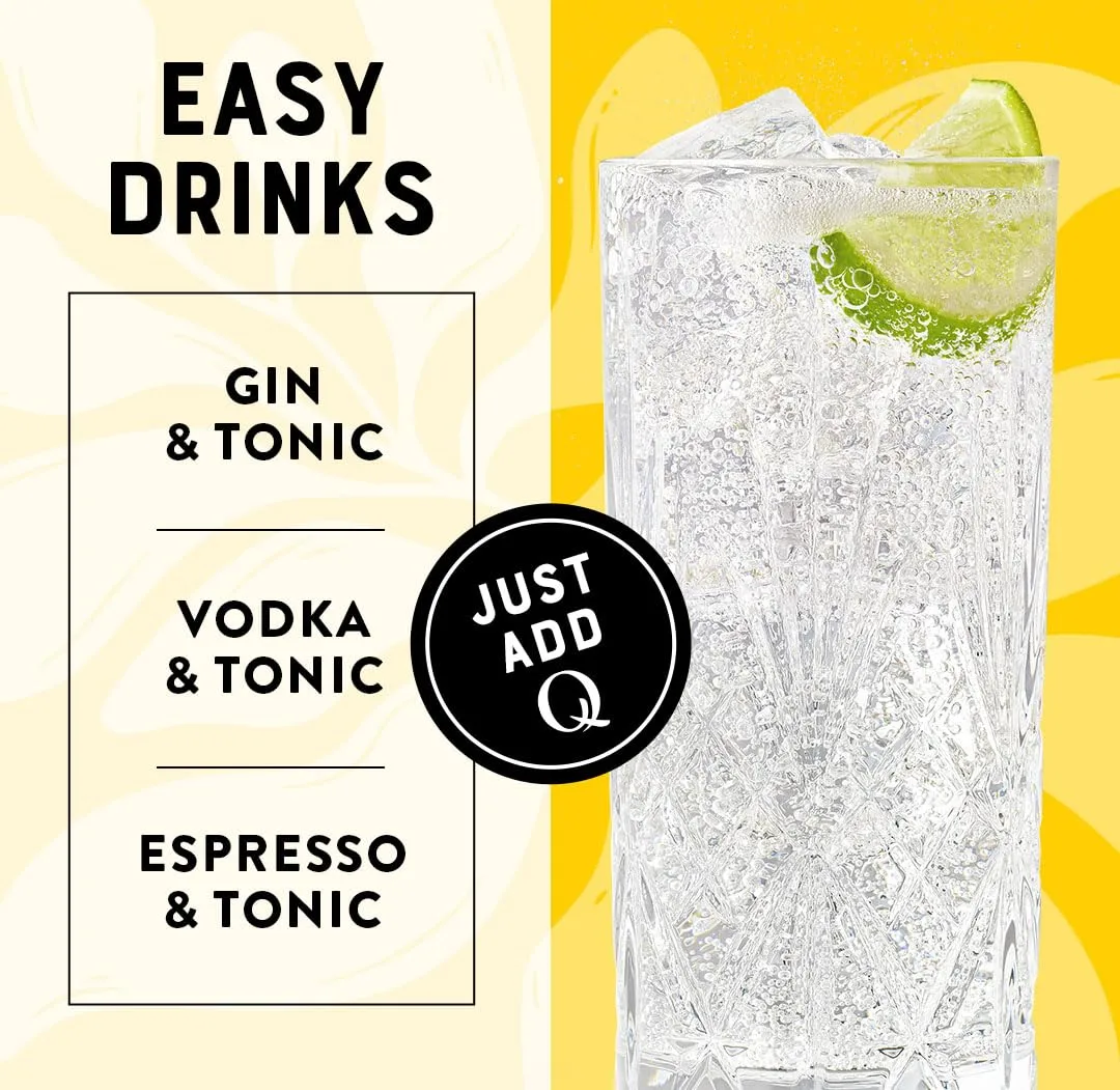 Q LIGHT TONIC WATER with Real Quinine & Organic Agave - Ideal for Cocktails & Mocktails - Made with Real Ingredients, Perfectly Carbonated, & Less Sweet - 20 Calories per Can - 7.5 Fl Oz (Pack of 24)