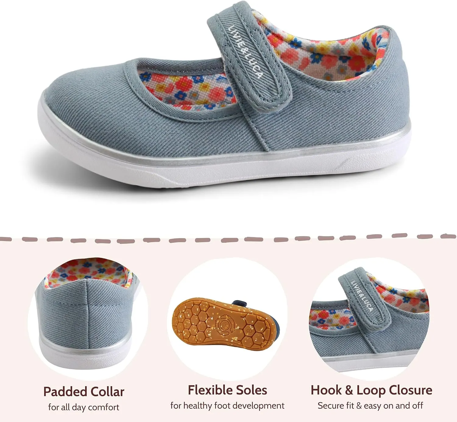 Ravine Eco Girls Mary Jane Toddler Shoes - 100% Vegan Anti Stink Technology - Certified Safe Foot Growth, Baby, Toddler, & Kids Mary Janes Flats for School Uniform, Dress Party, Wedding Flower Girl
