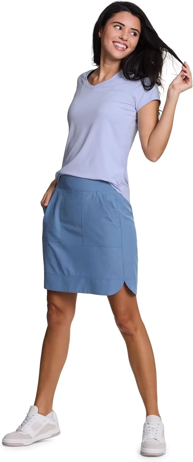 RBX Active Longer Length Skort for Women, Quick Drying Woven Pickleball Golf Skort with Pockets for Tennis, Hiking, Running