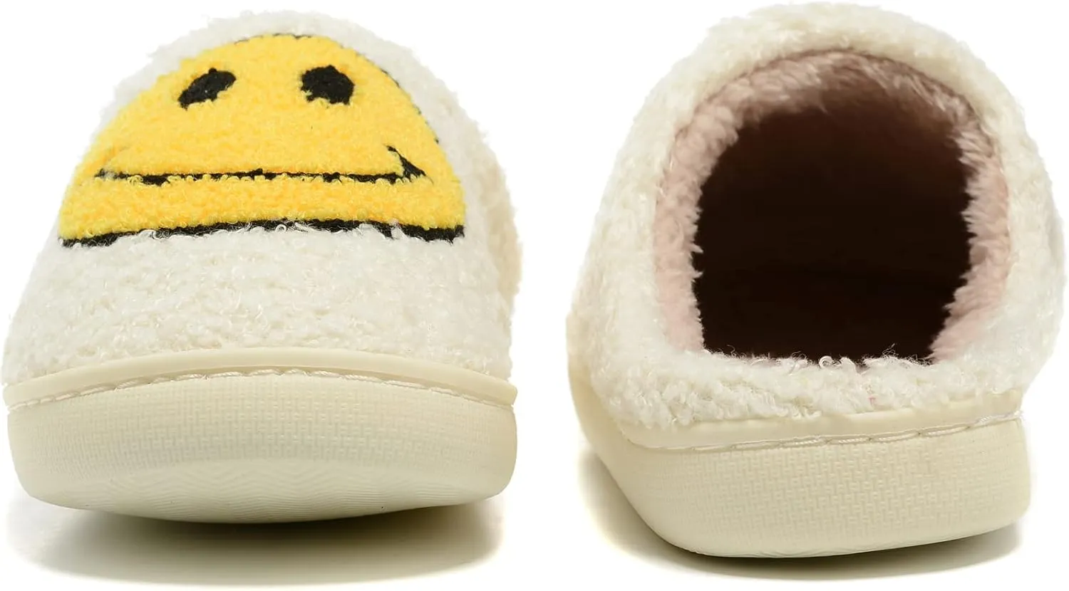 Retro Fuzzy Face Slippers for Women Men, Retro Soft Fluffy Warm Home Non-Slip Couple Style Casual Smile Face Slippers Indoor Outdoor Anti-Skid Warm Cozy Foam Slide Fuzzy Slides with Soft Memory Foam Shoes