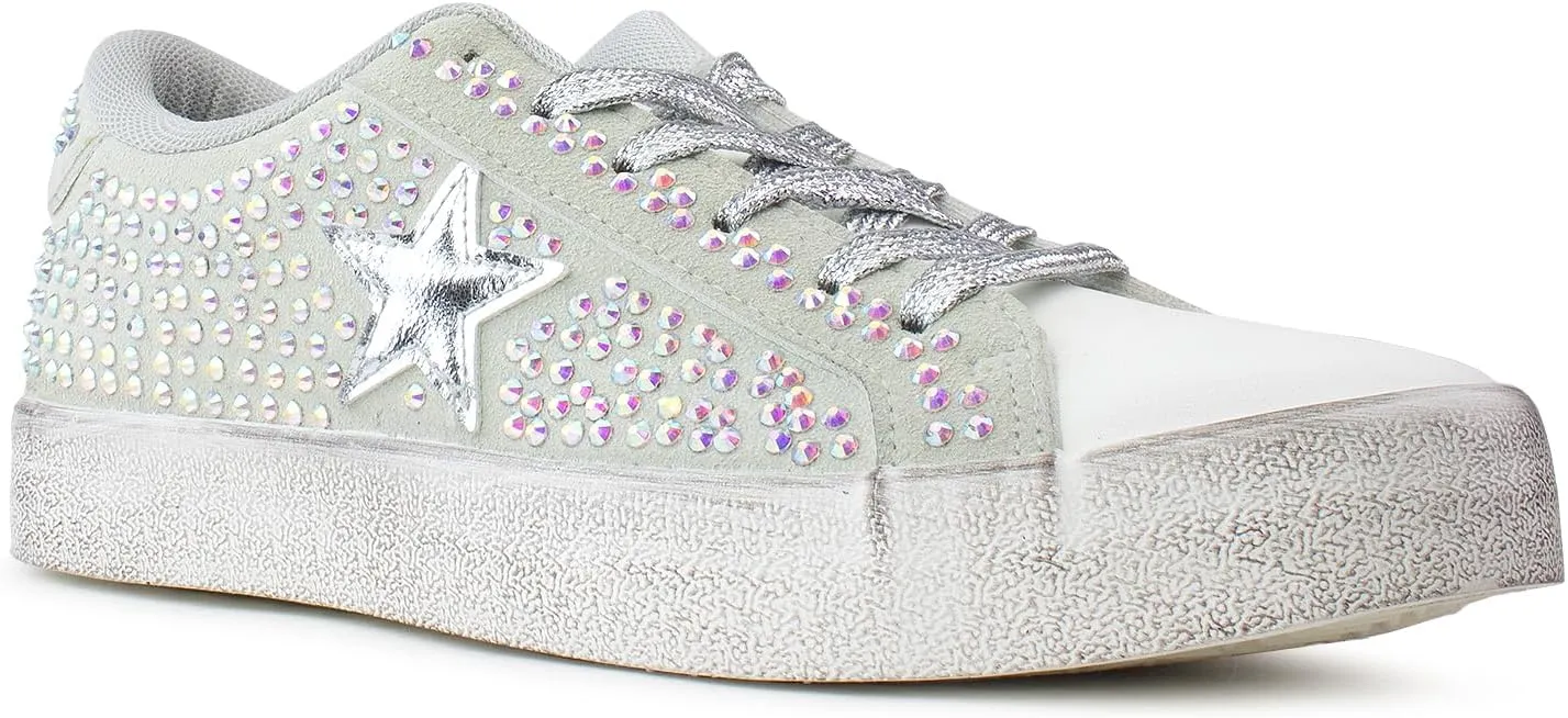 RF ROOM OF FASHION Women's Casual Low Top Trendy Fashion Star Sneakers Flats