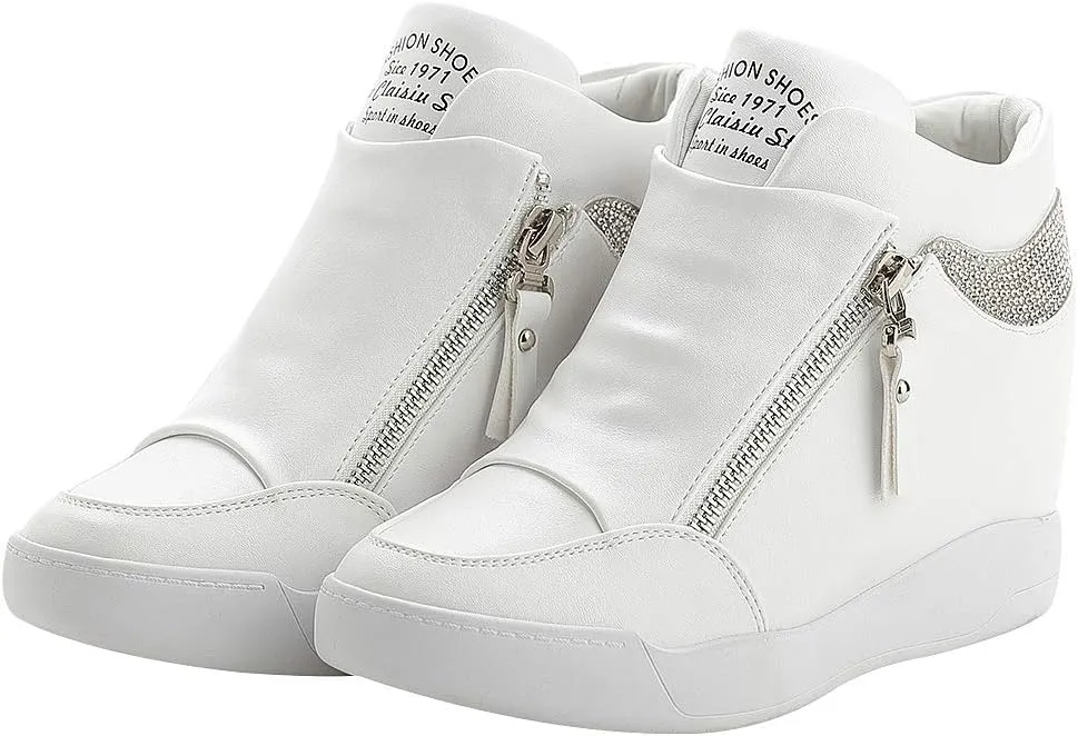 rismart Women's Wedge Platform Bootie Fashion Sneakers