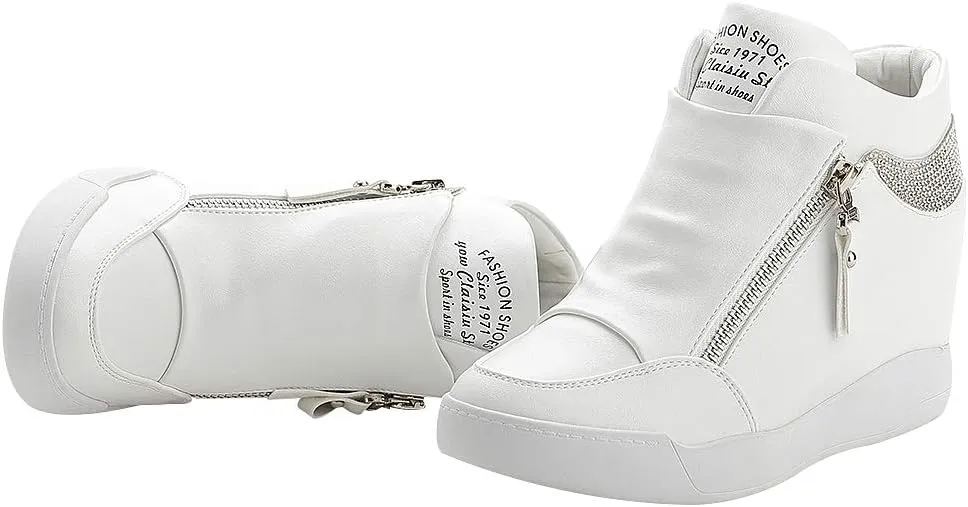 rismart Women's Wedge Platform Bootie Fashion Sneakers