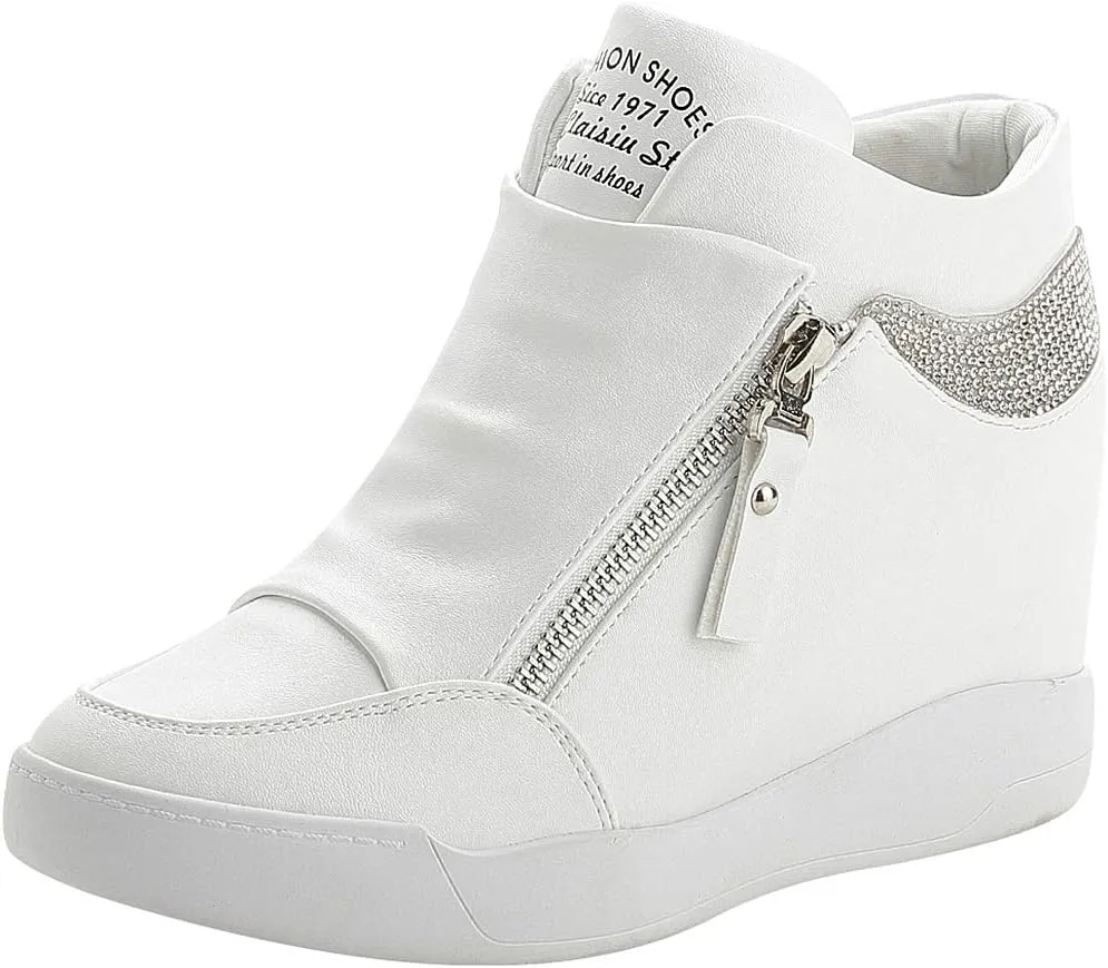 rismart Women's Wedge Platform Bootie Fashion Sneakers