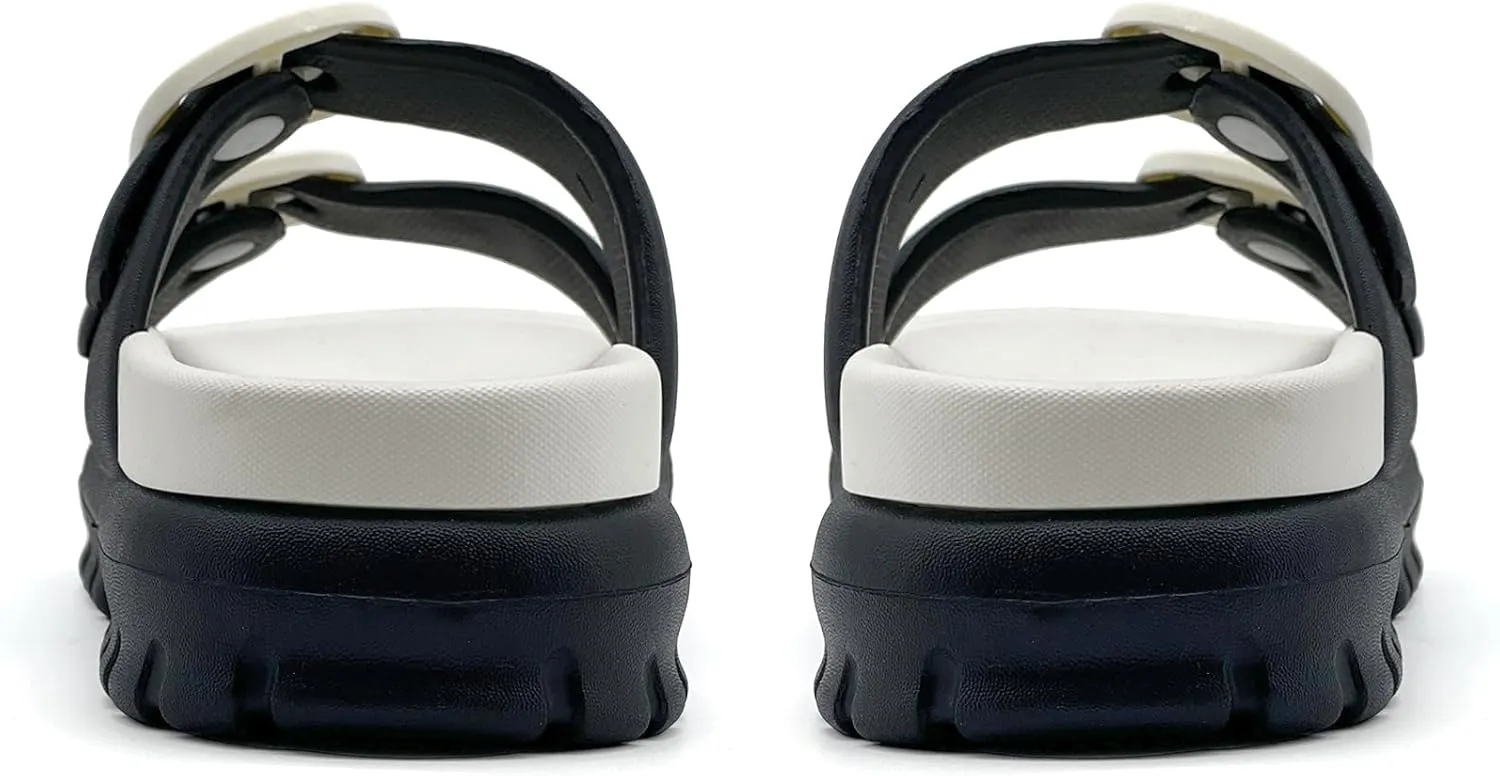 rosyclo Cloud Sandals for Women and Men, Pillow House Slippers Shower Shoes Bathroom Indoor Outdoor Slide Sandals, Buckle Adjustable, Ultimate Comfort, Lightweight, Thick Sole, Non-Slip