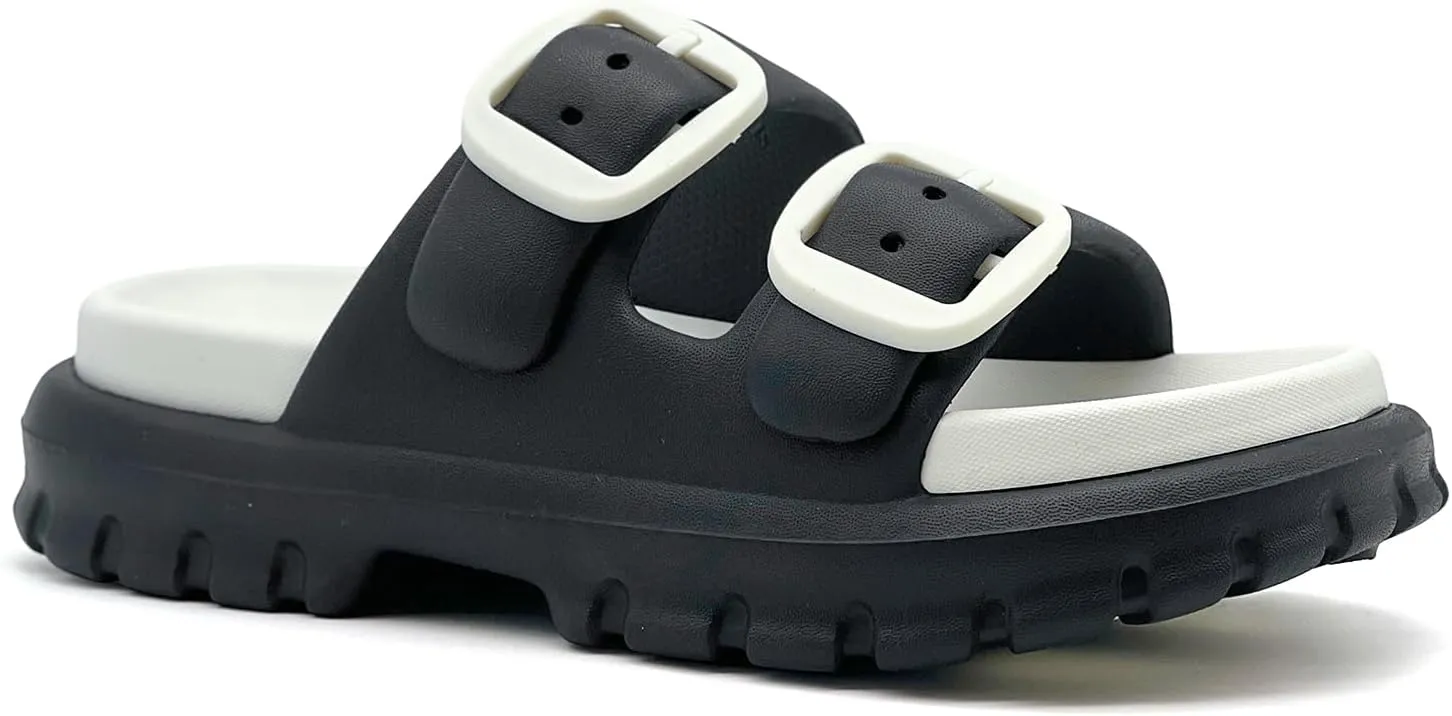 rosyclo Cloud Sandals for Women and Men, Pillow House Slippers Shower Shoes Bathroom Indoor Outdoor Slide Sandals, Buckle Adjustable, Ultimate Comfort, Lightweight, Thick Sole, Non-Slip