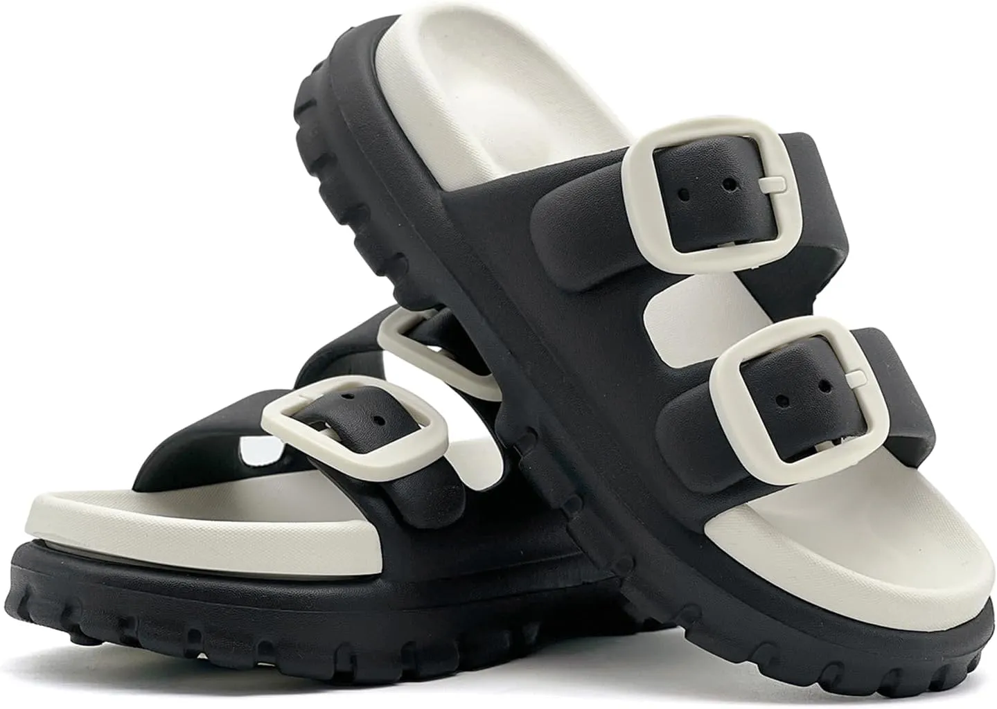rosyclo Cloud Sandals for Women and Men, Pillow House Slippers Shower Shoes Bathroom Indoor Outdoor Slide Sandals, Buckle Adjustable, Ultimate Comfort, Lightweight, Thick Sole, Non-Slip