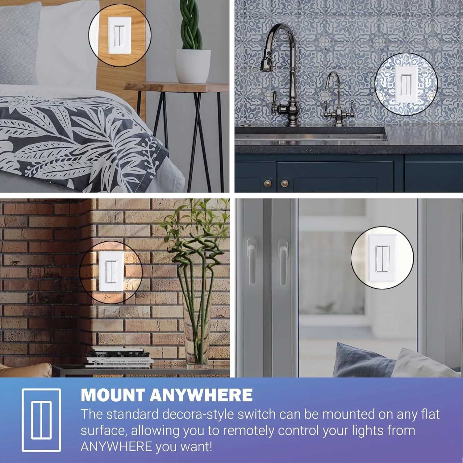 RunLessWire Click for Philips Hue Wireless Battery Free Dimming Smart Switch Friends of Hue Bulb Lighting Control Works with All Home Automation Hubs Through Bridge & App Self Powered - Ivory