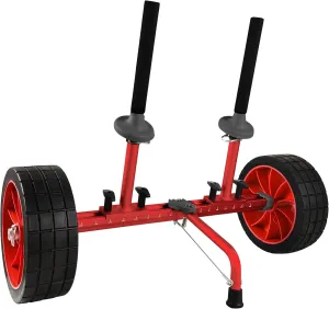 Sit On Top Kayak Cart, Heavy-Duty Plug-in Kayak Cart Dolly with 10 Inch Airless Wheels, Width Adjustable for Carrying Kayaks Canoes with Scupper Holes