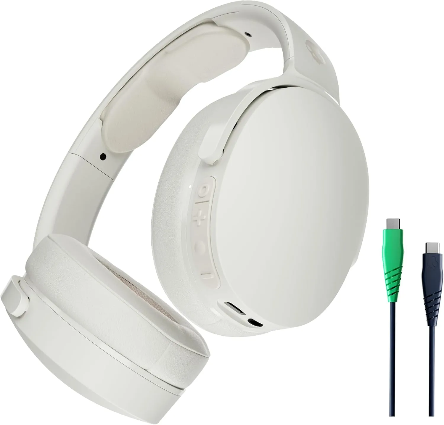 Skullcandy Hesh Evo Wireless Over-Ear Bluetooth Headphones with Charging Cable, Noise Isolating, Up to 36 Hours Battery, Foldable Lightweight Design, Microphone for iPhone Android - Bone