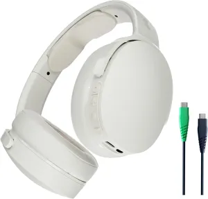 Skullcandy Hesh Evo Wireless Over-Ear Bluetooth Headphones with Charging Cable, Noise Isolating, Up to 36 Hours Battery, Foldable Lightweight Design, Microphone for iPhone Android - Bone