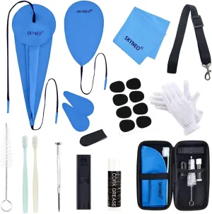 SKYNEO Saxophone Cleaning kit, Clarinet Cleaning Kit with Maintenance Kit,Cork Grease,Swab,Strap,Cleaning Cloth,Thumb Rest,Reed Case,Mouthpiece Brush and More
