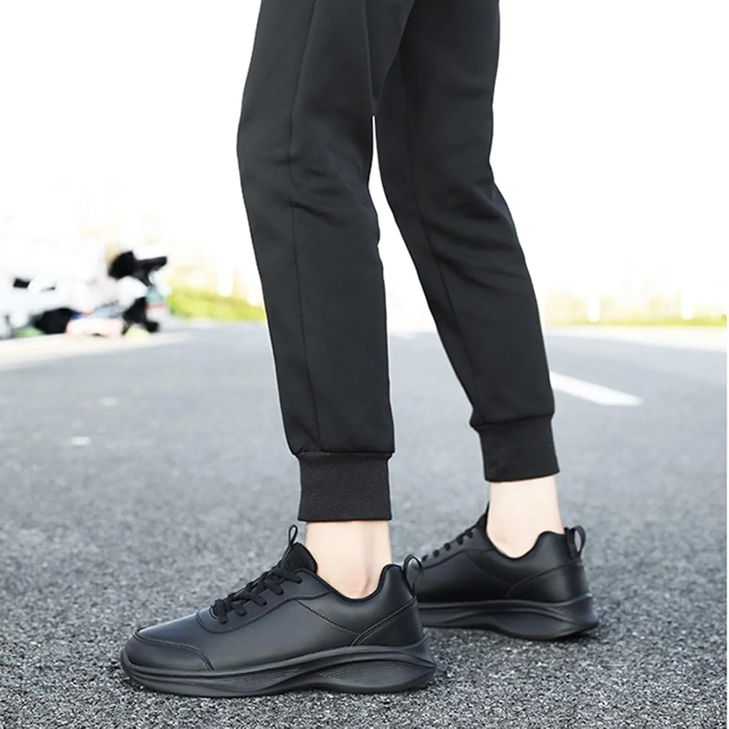 Sneakers for Women Leather Suede Casual Lace Up Non-Slip Walking Shoes Comfortable Tennis Running Shoes