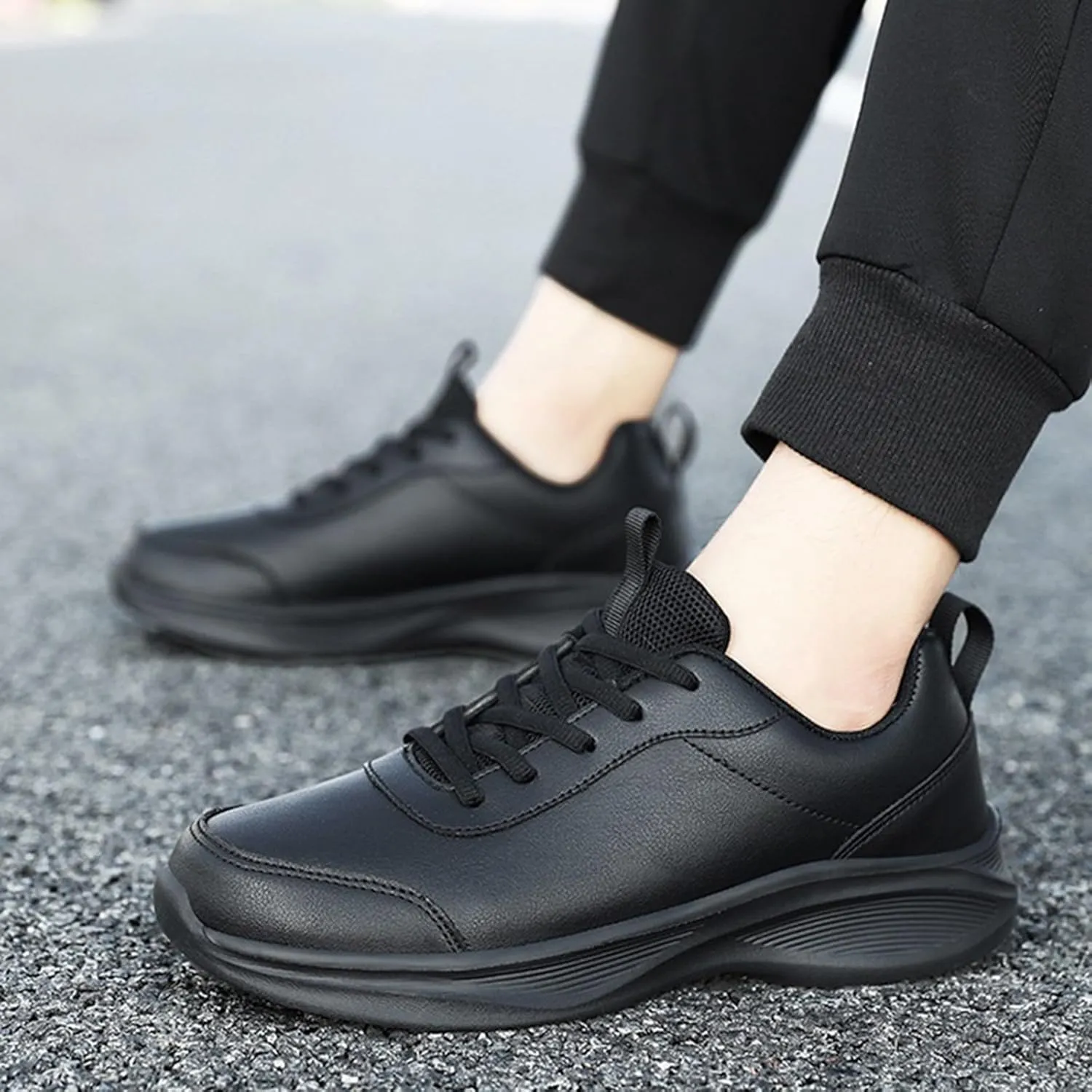 Sneakers for Women Leather Suede Casual Lace Up Non-Slip Walking Shoes Comfortable Tennis Running Shoes