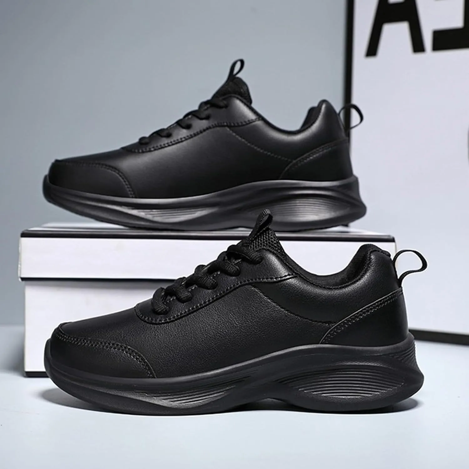 Sneakers for Women Leather Suede Casual Lace Up Non-Slip Walking Shoes Comfortable Tennis Running Shoes