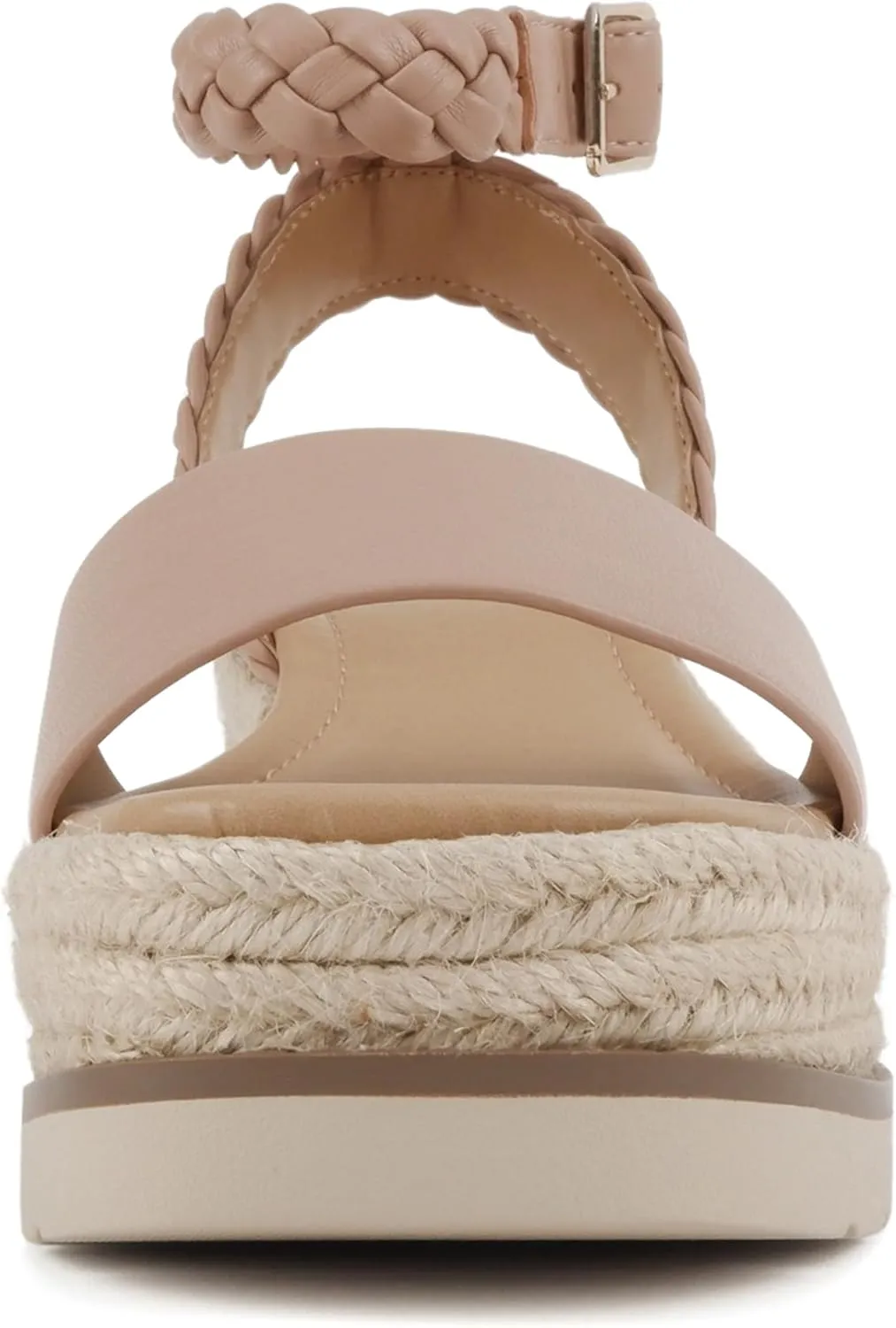 Soda “Emaline” ~ Women Square Toe Single Band Espadrille Wedge Sandal with Braided Ankle Strap