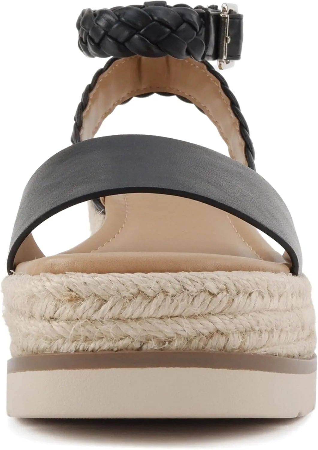 Soda “Emaline” ~ Women Square Toe Single Band Espadrille Wedge Sandal with Braided Ankle Strap