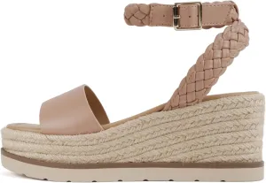 Soda “Emaline” ~ Women Square Toe Single Band Espadrille Wedge Sandal with Braided Ankle Strap