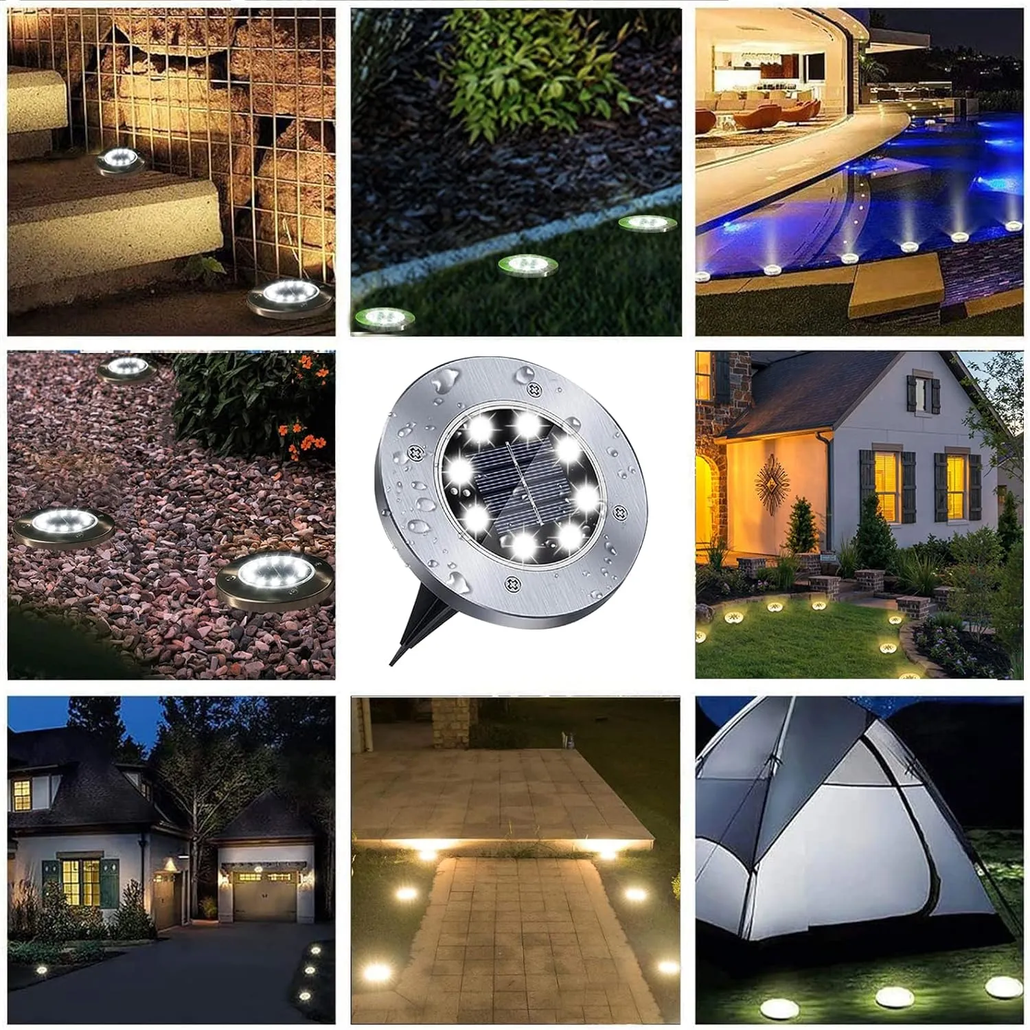 Solar Ground Lights, Waterproof Solar Garden Light, Upgraded Outdoor Garden Waterproof Bright in-Ground Light, Landscape Lights for Pathway,Yard,Deck,Lawn,Patio,Walkway (12 Pack White Light)