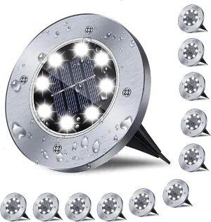 Solar Ground Lights, Waterproof Solar Garden Light, Upgraded Outdoor Garden Waterproof Bright in-Ground Light, Landscape Lights for Pathway,Yard,Deck,Lawn,Patio,Walkway (12 Pack White Light)