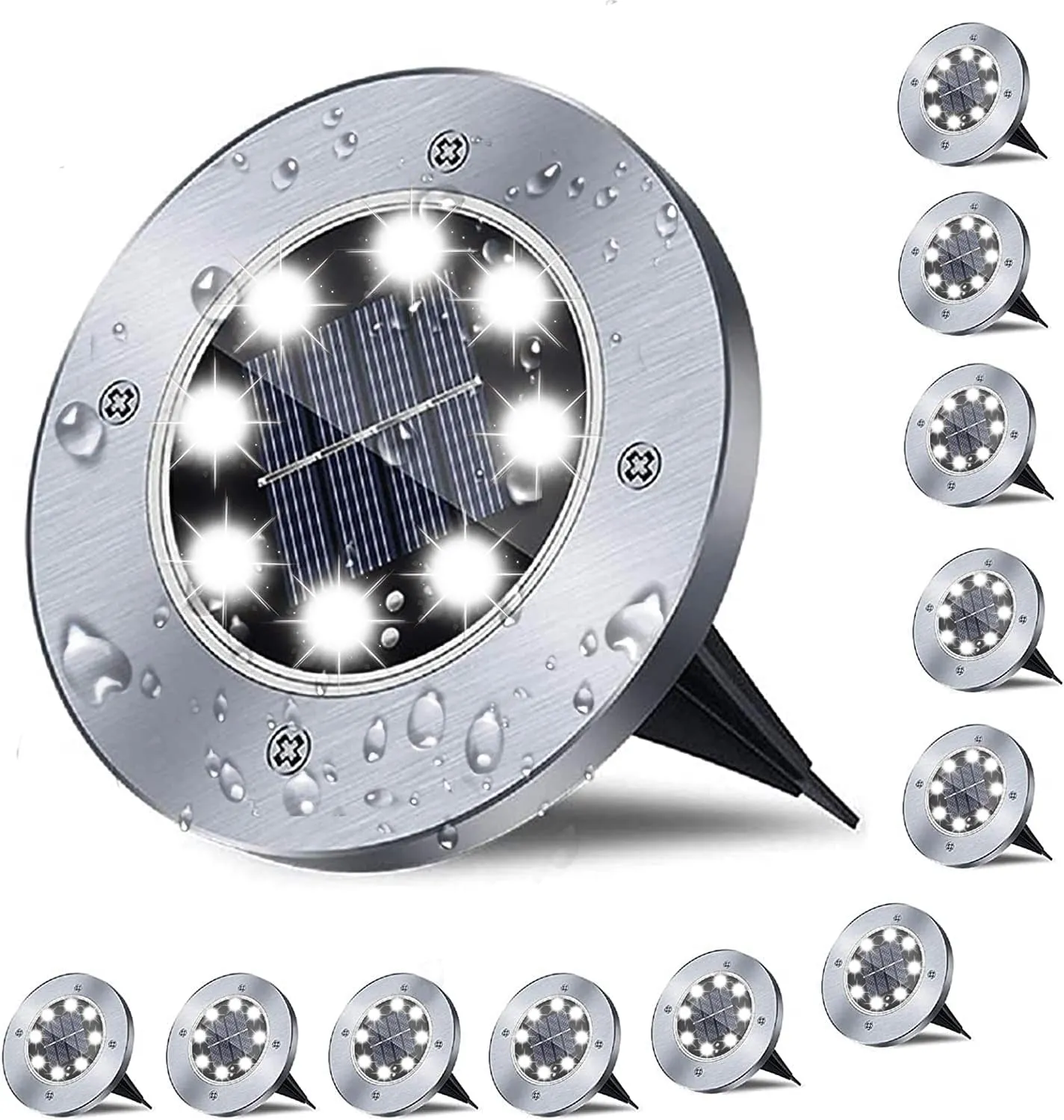 Solar Ground Lights, Waterproof Solar Garden Light, Upgraded Outdoor Garden Waterproof Bright in-Ground Light, Landscape Lights for Pathway,Yard,Deck,Lawn,Patio,Walkway (12 Pack White Light)