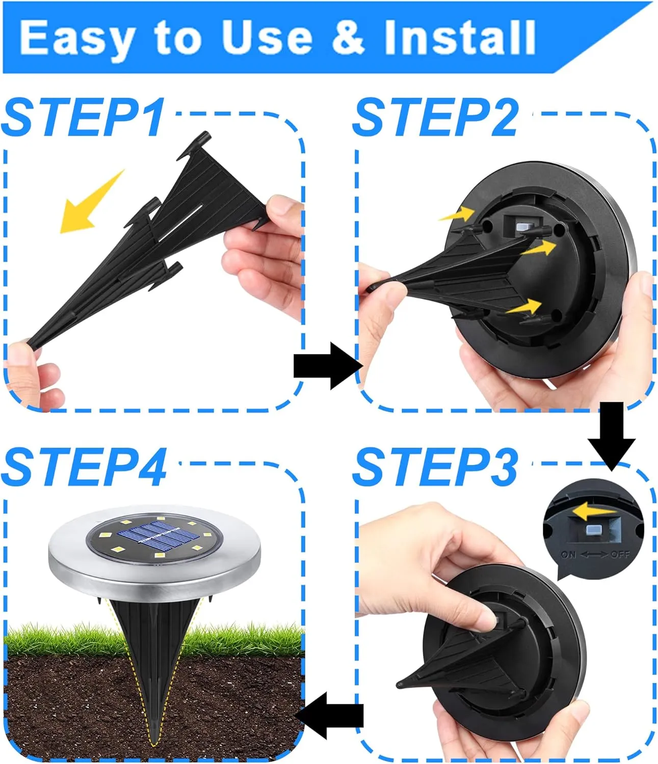 Solar Ground Lights, Waterproof Solar Garden Light, Upgraded Outdoor Garden Waterproof Bright in-Ground Light, Landscape Lights for Pathway,Yard,Deck,Lawn,Patio,Walkway (12 Pack White Light)