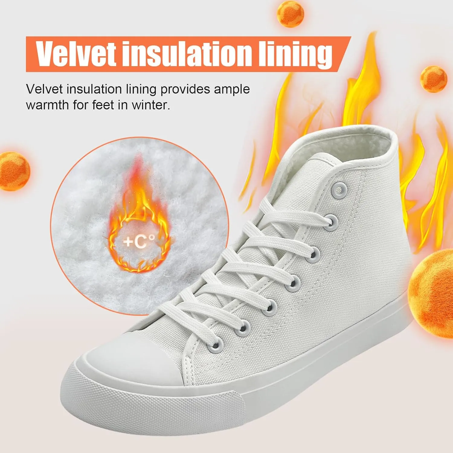 soofylia Womens High Top Canvas Sneakers,Unisex Fashion Lace-up Fuzzy Canvas Shoes,Casual Tennis Walking Shoes for Men
