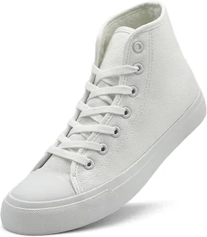 soofylia Womens High Top Canvas Sneakers,Unisex Fashion Lace-up Fuzzy Canvas Shoes,Casual Tennis Walking Shoes for Men